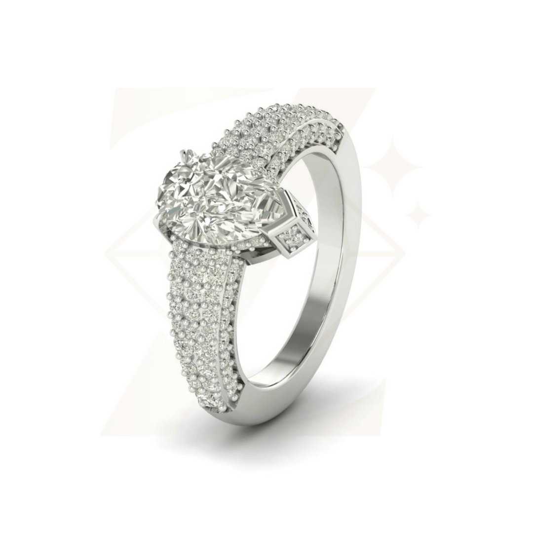 2.00 CTW Pear Cut Ring - Zuvelio.com