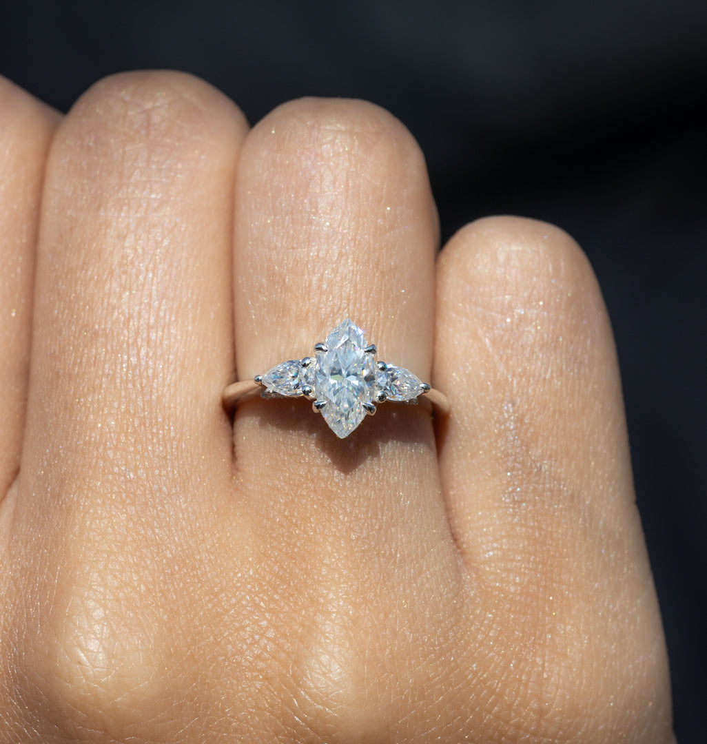 Pear Cut Trilogy Engagement Ring