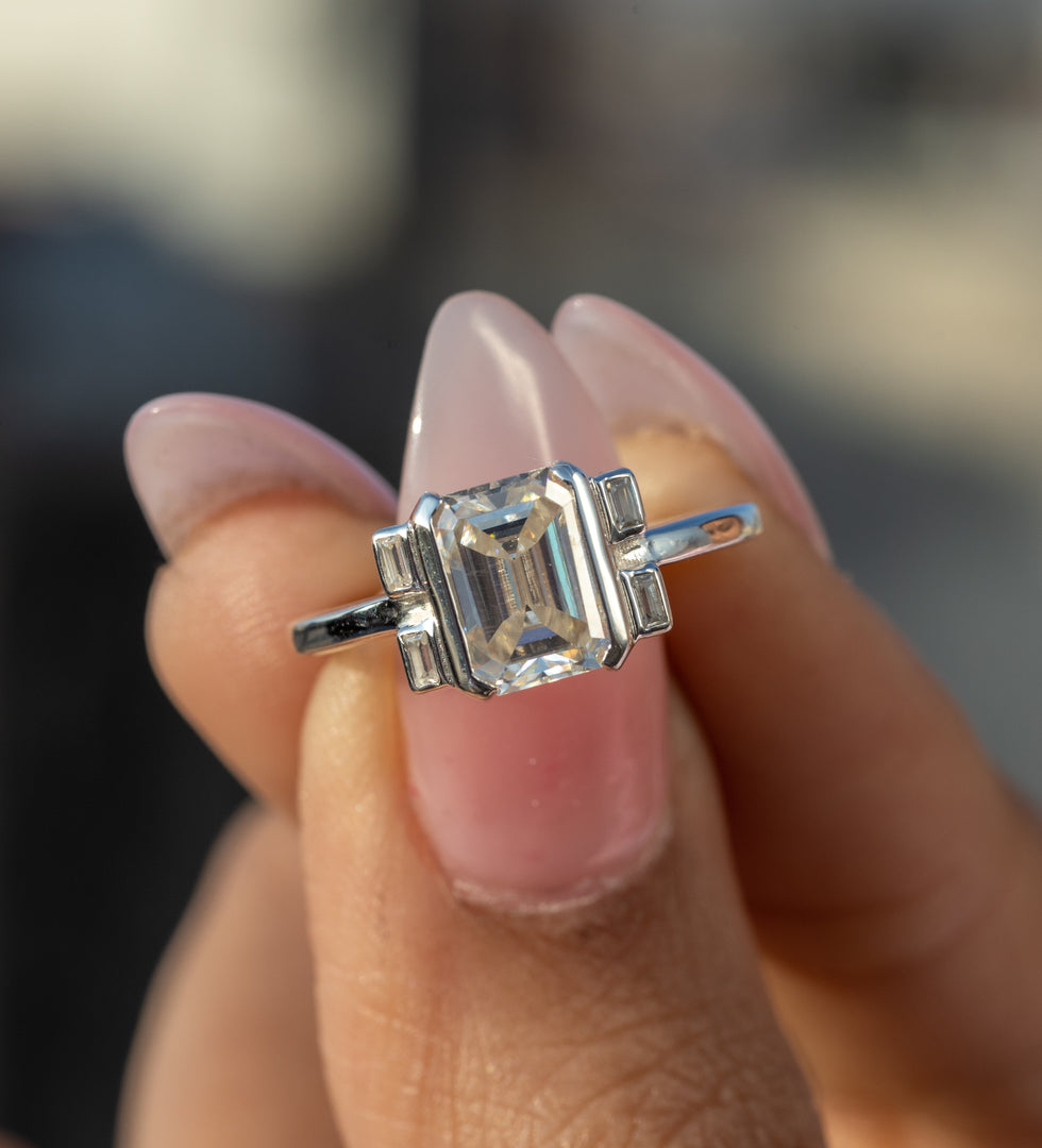 Bezel Moissanite Engagement Ring