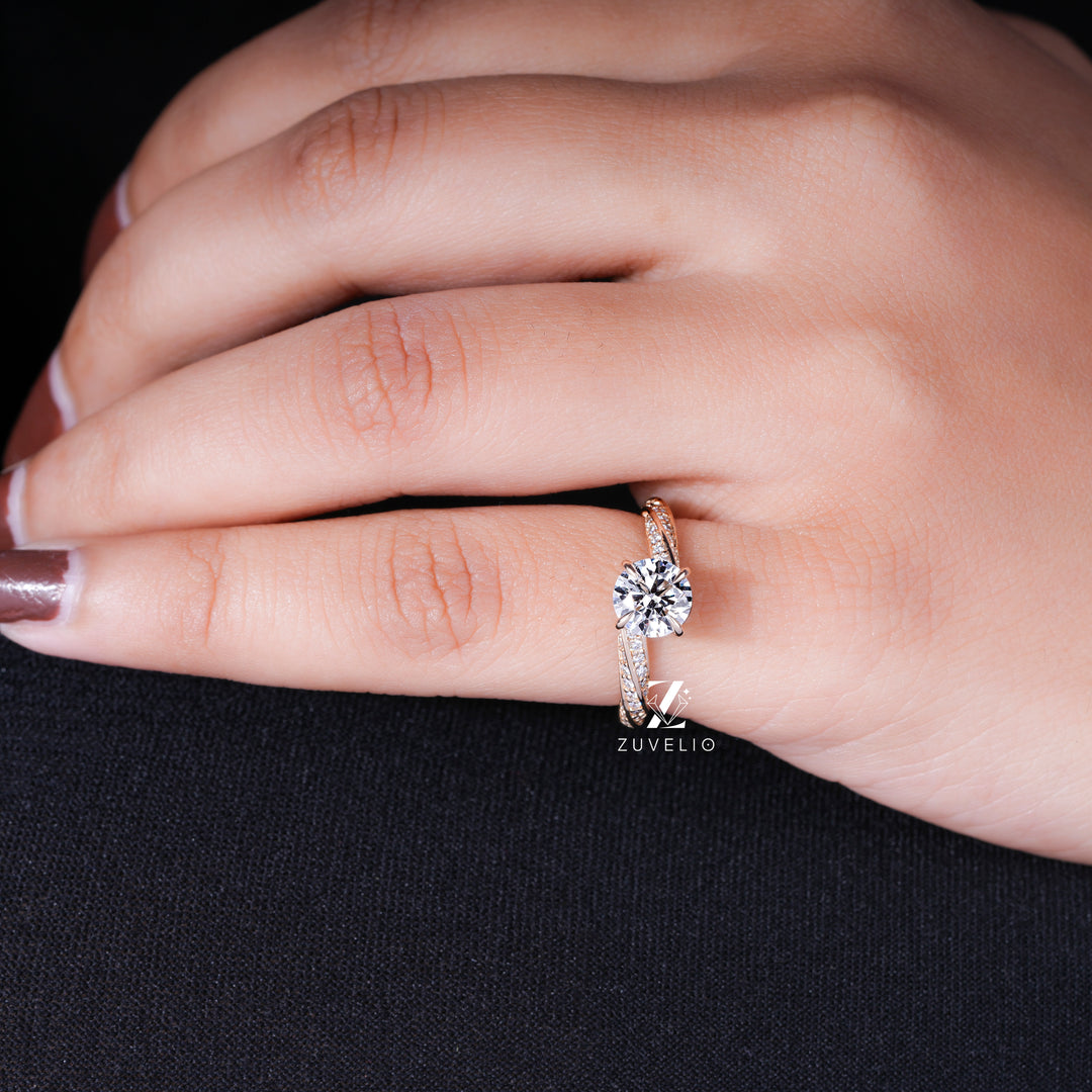 Round Cut Twisted Diamond Ring - Zuvelio.com