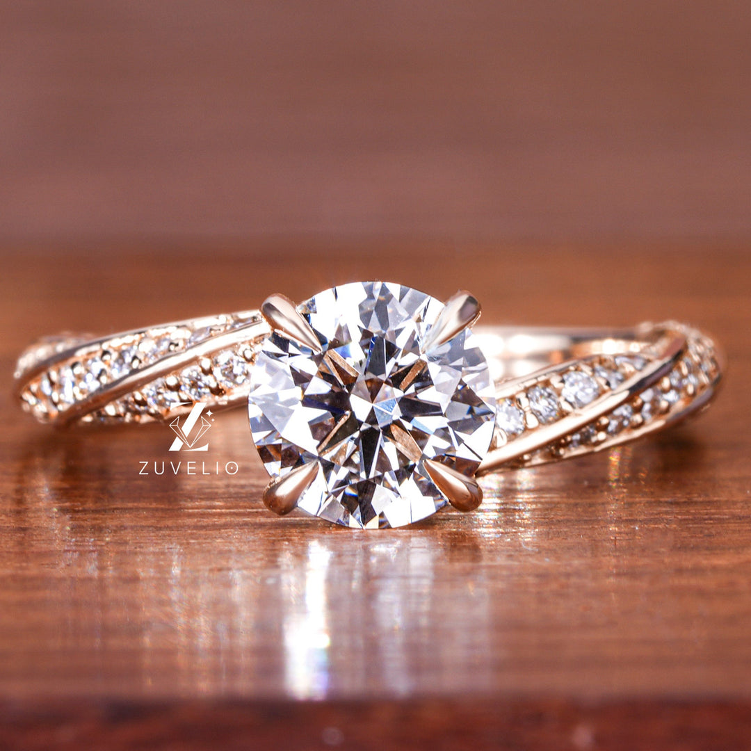 Round Cut Twisted Diamond Ring - Zuvelio.com