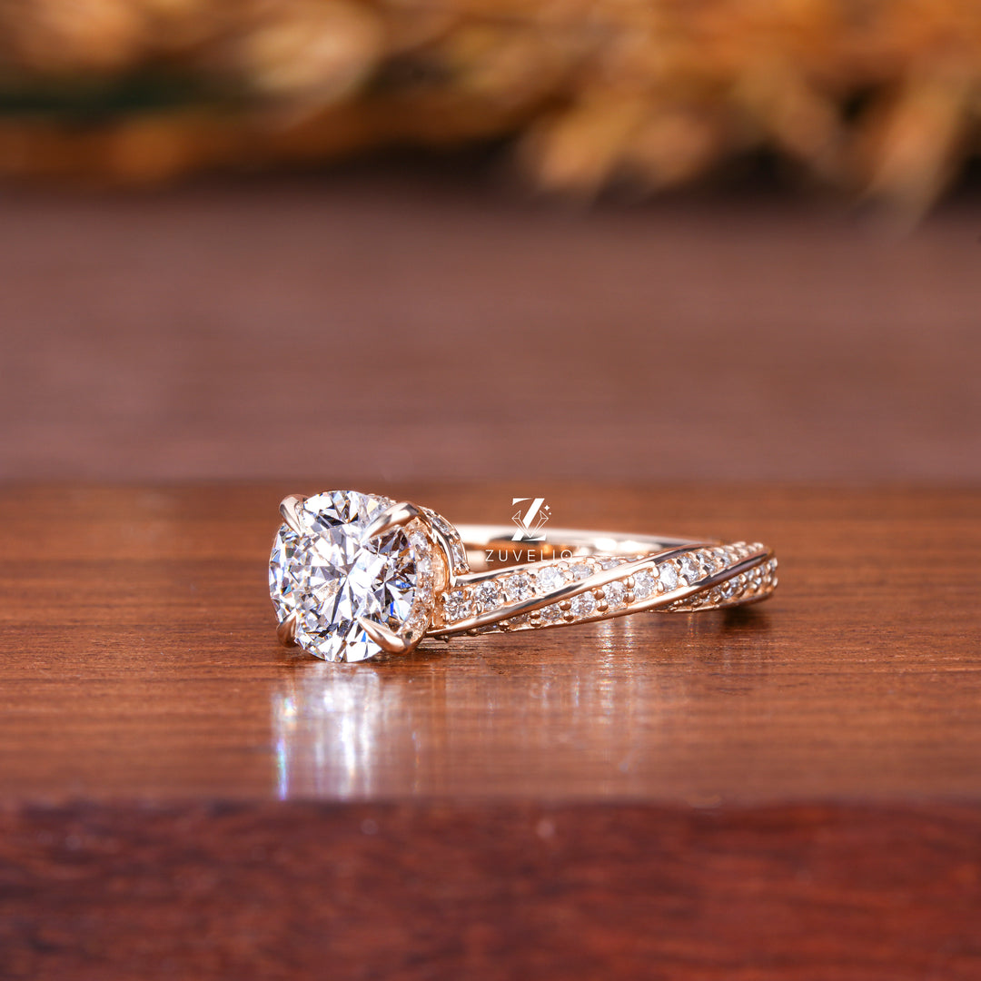 Round Cut Twisted Diamond Ring - Zuvelio.com