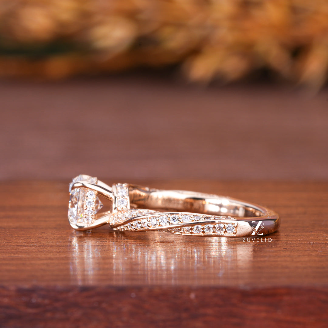 Round Cut Twisted Diamond Ring - Zuvelio.com