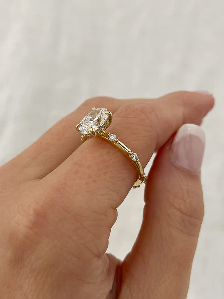 Golden Oval Cut Engagement Ring